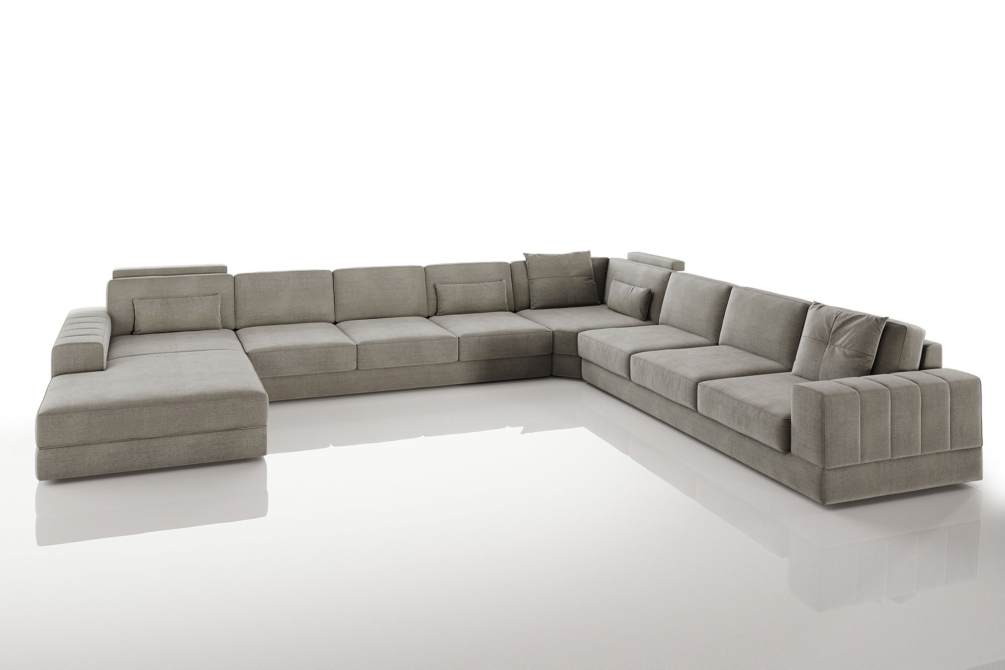 Phoenix LG Modern Fabric U-Chaise Sectional Large