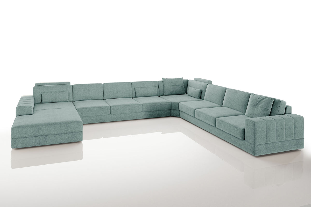 Phoenix LG Modern Fabric U-Chaise Sectional Large