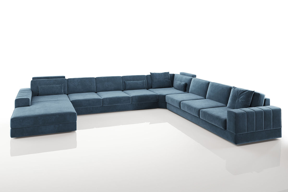 Phoenix LG Modern Fabric U-Chaise Sectional Large