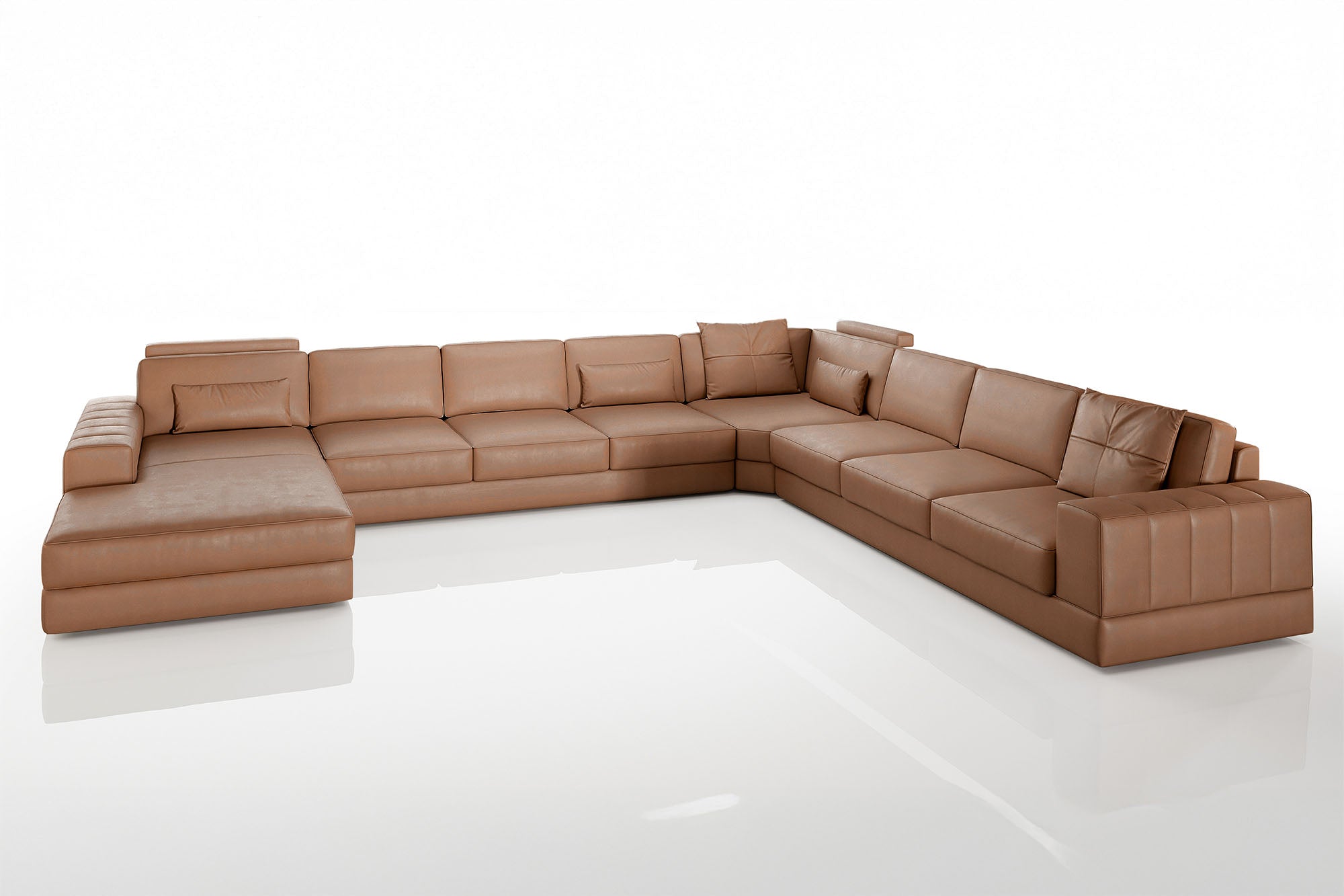 Phoenix LG Modern Leather U-Chaise Sectional Large