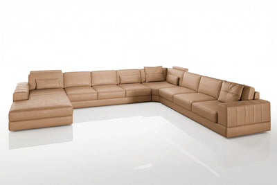 Phoenix LG Modern Leather U-Chaise Sectional Large