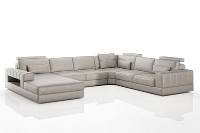 Phoenix Modern Leather U-Chaise Sectional