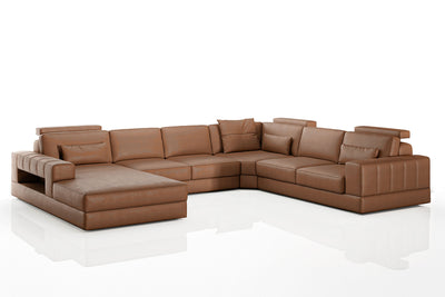 Phoenix Modern Leather U-Chaise Sectional