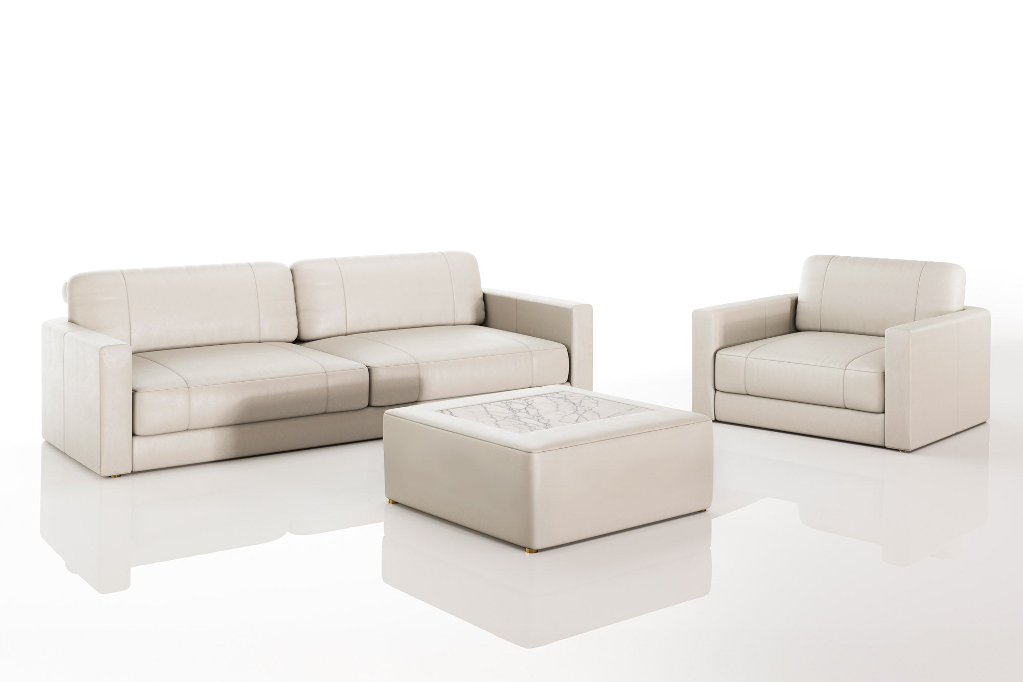 Texas Modern Leather Sofa Set
