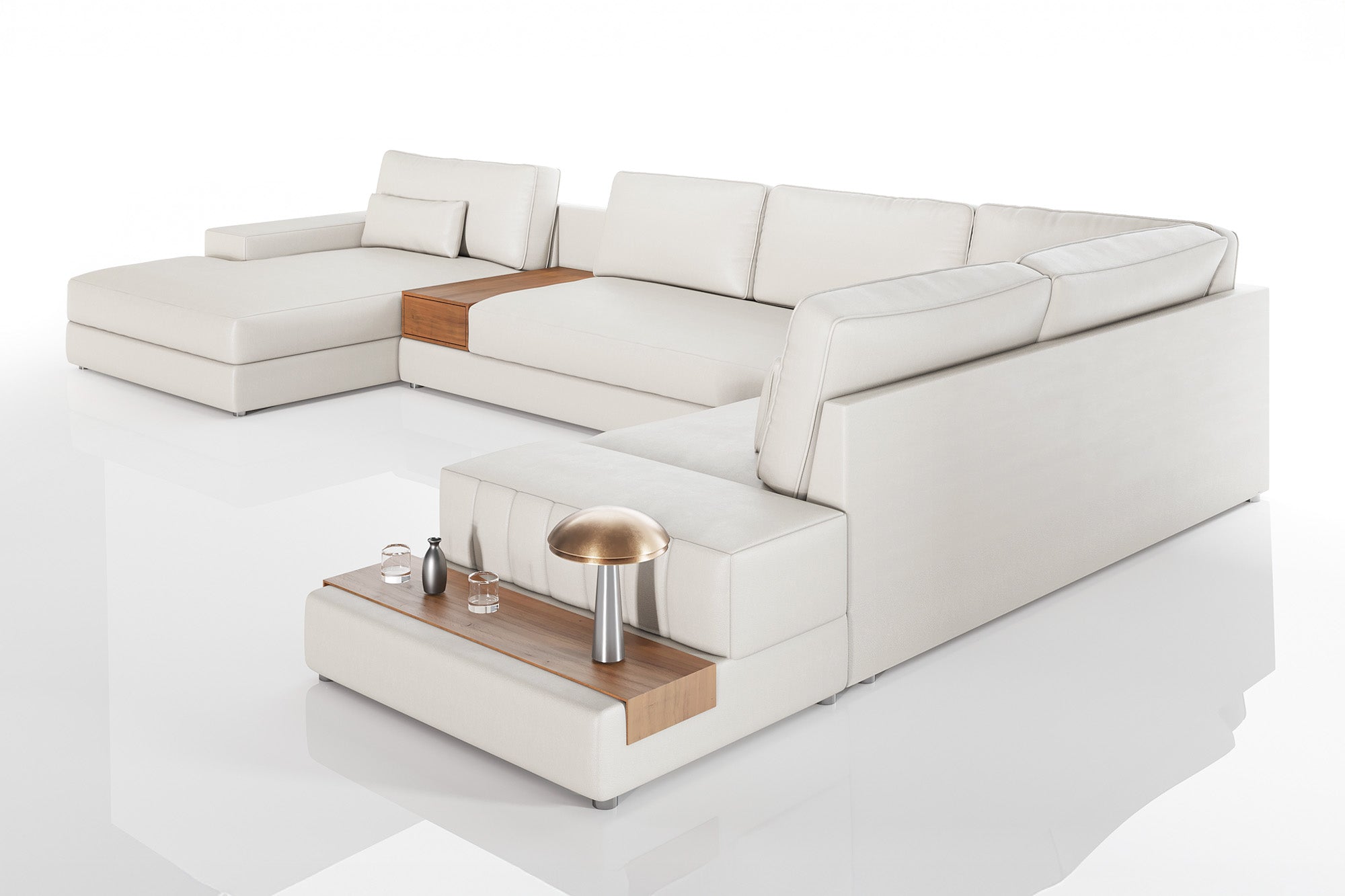 Florida LG Modern Leather U-Chaise Sectional