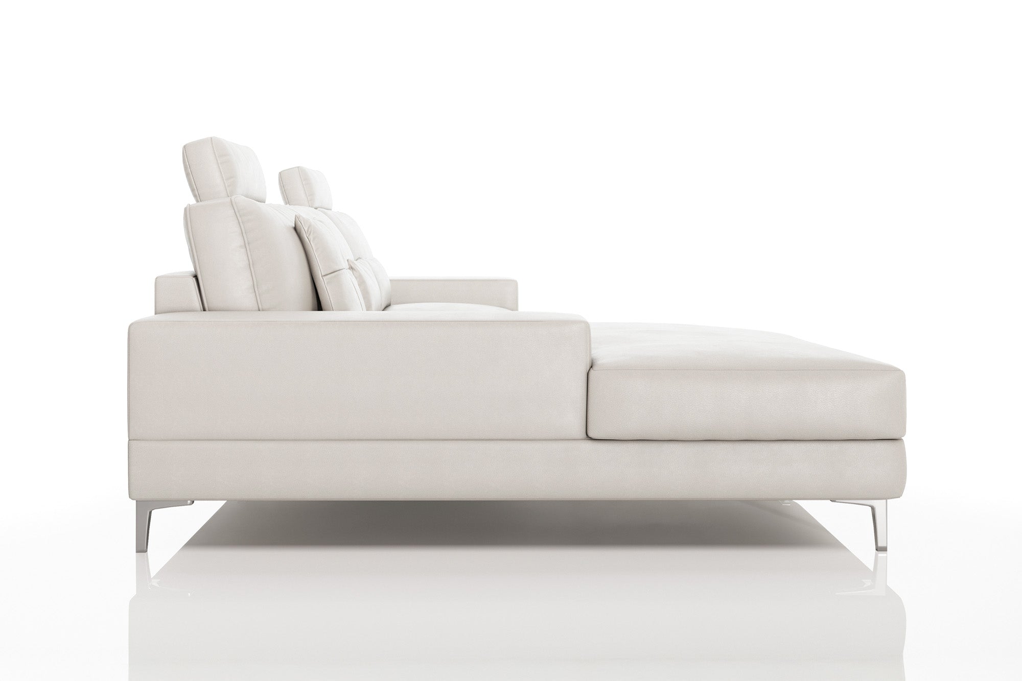 New York III Modern Leather Chaise Sofa