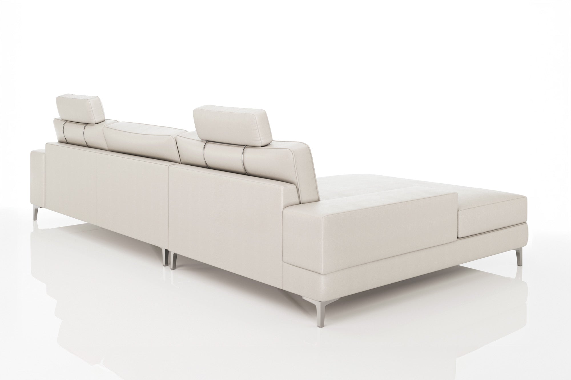 New York III Modern Leather Chaise Sofa