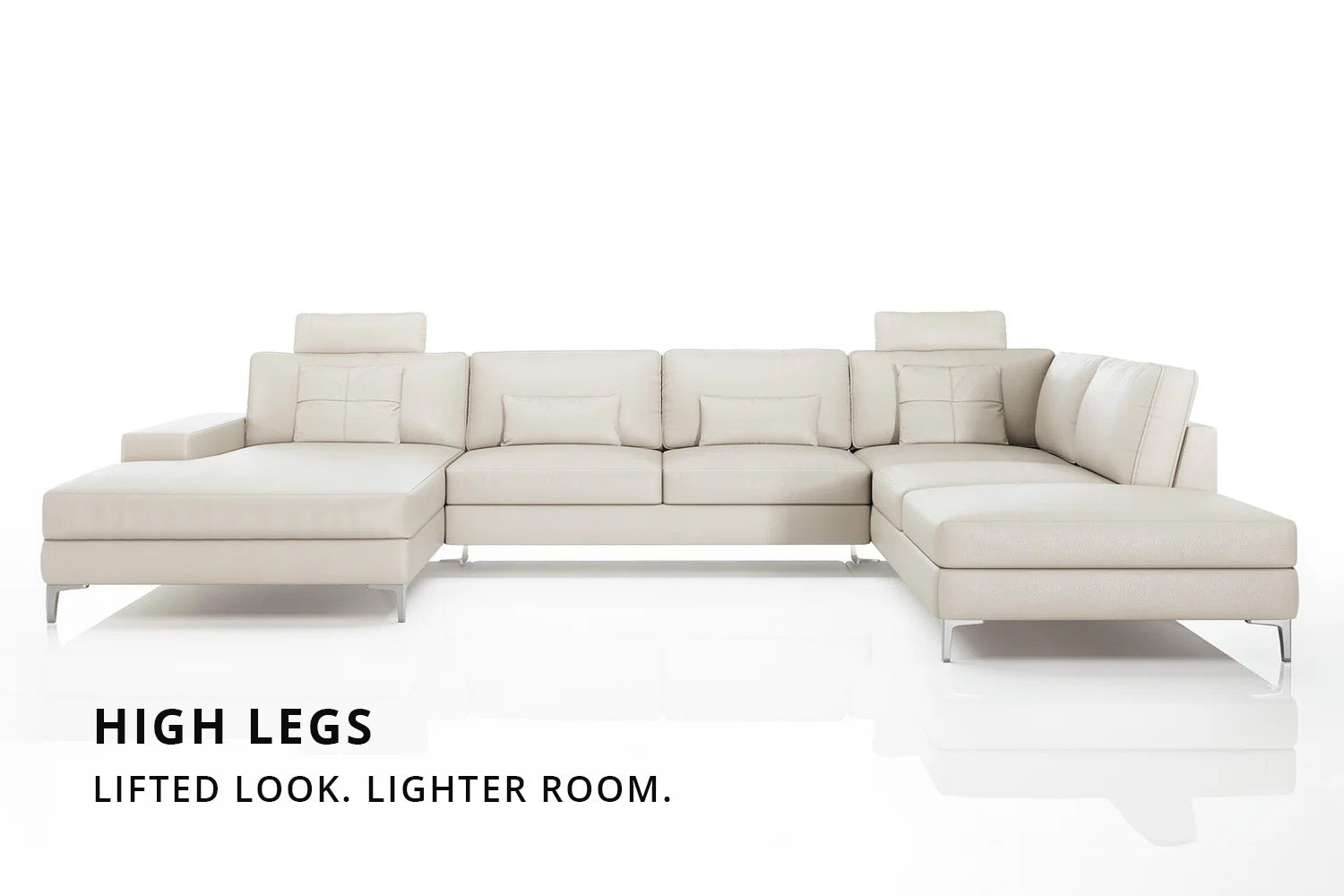 New York Modern Leather U-Chaise Sectional