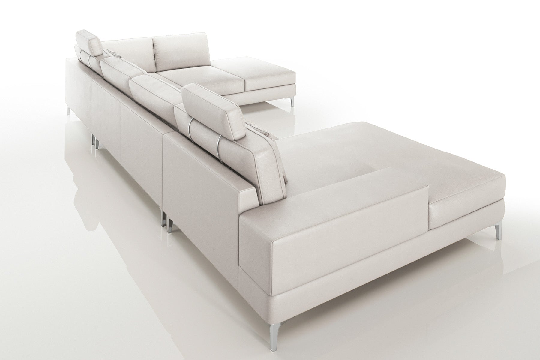 New York Modern Leather U-Chaise Sectional