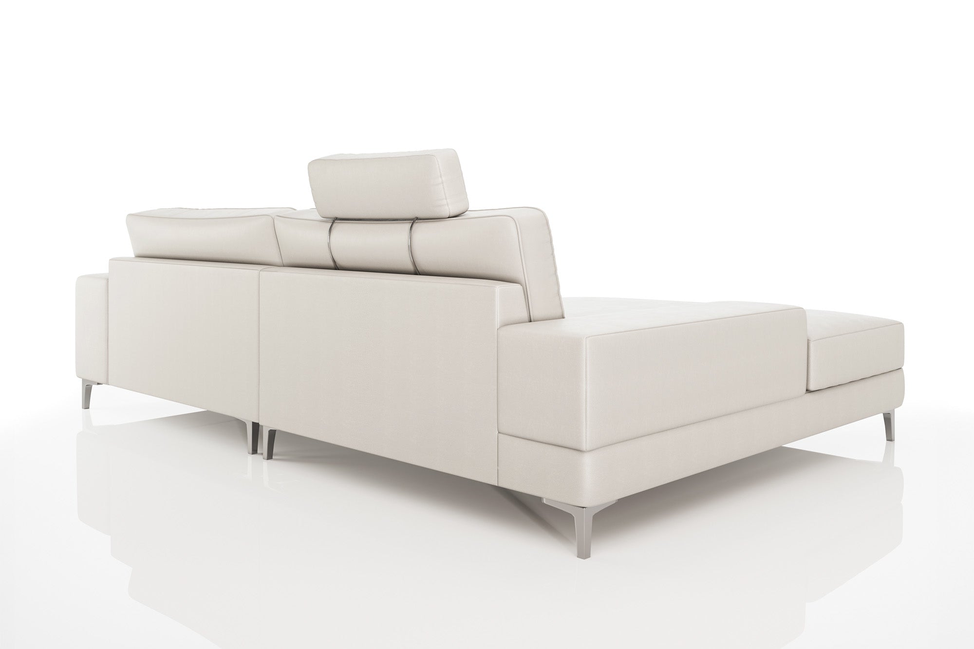 New York IV Modern Leather Chaise Sofa Small