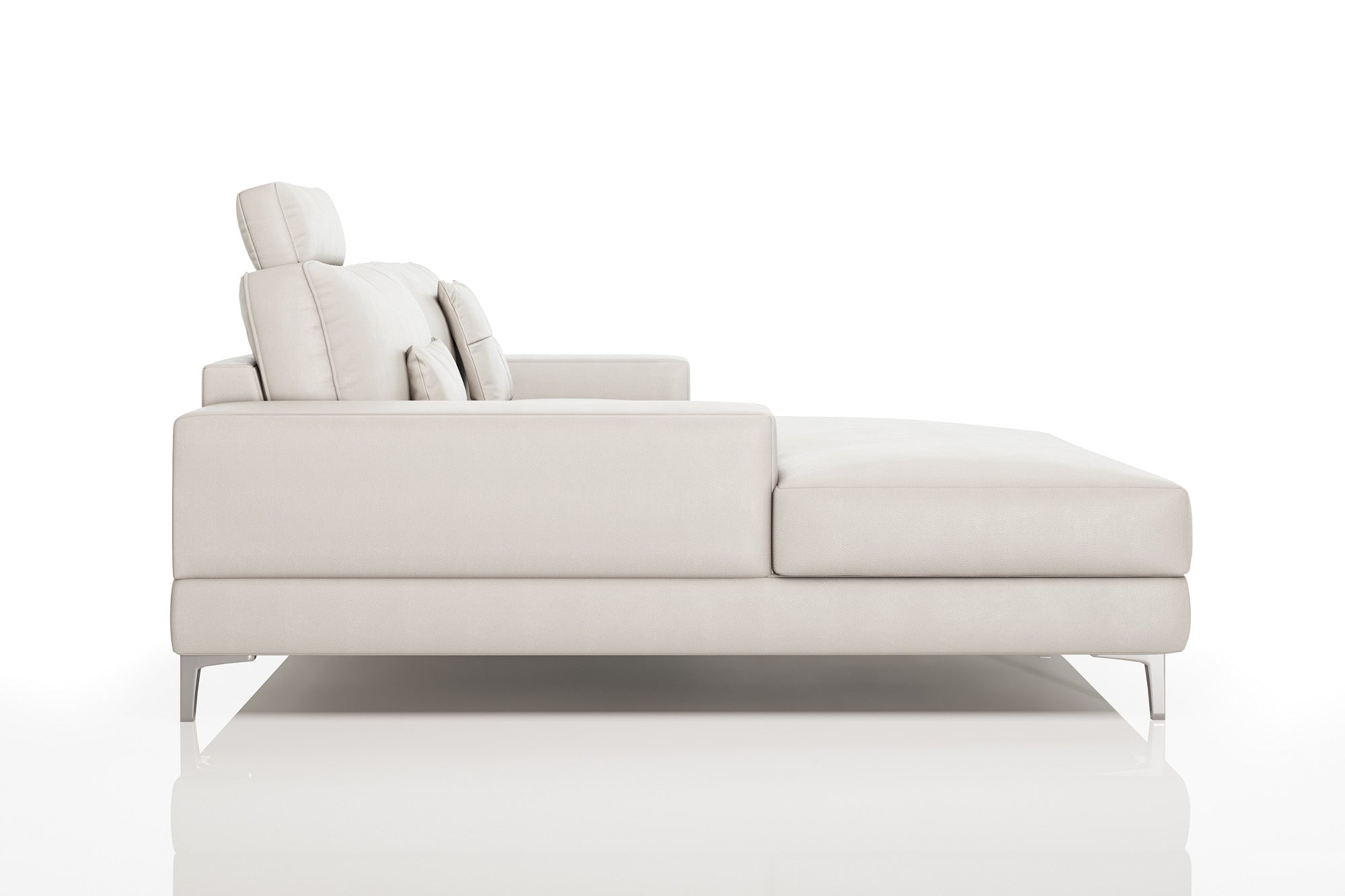 New York IV Modern Leather Chaise Sofa Small
