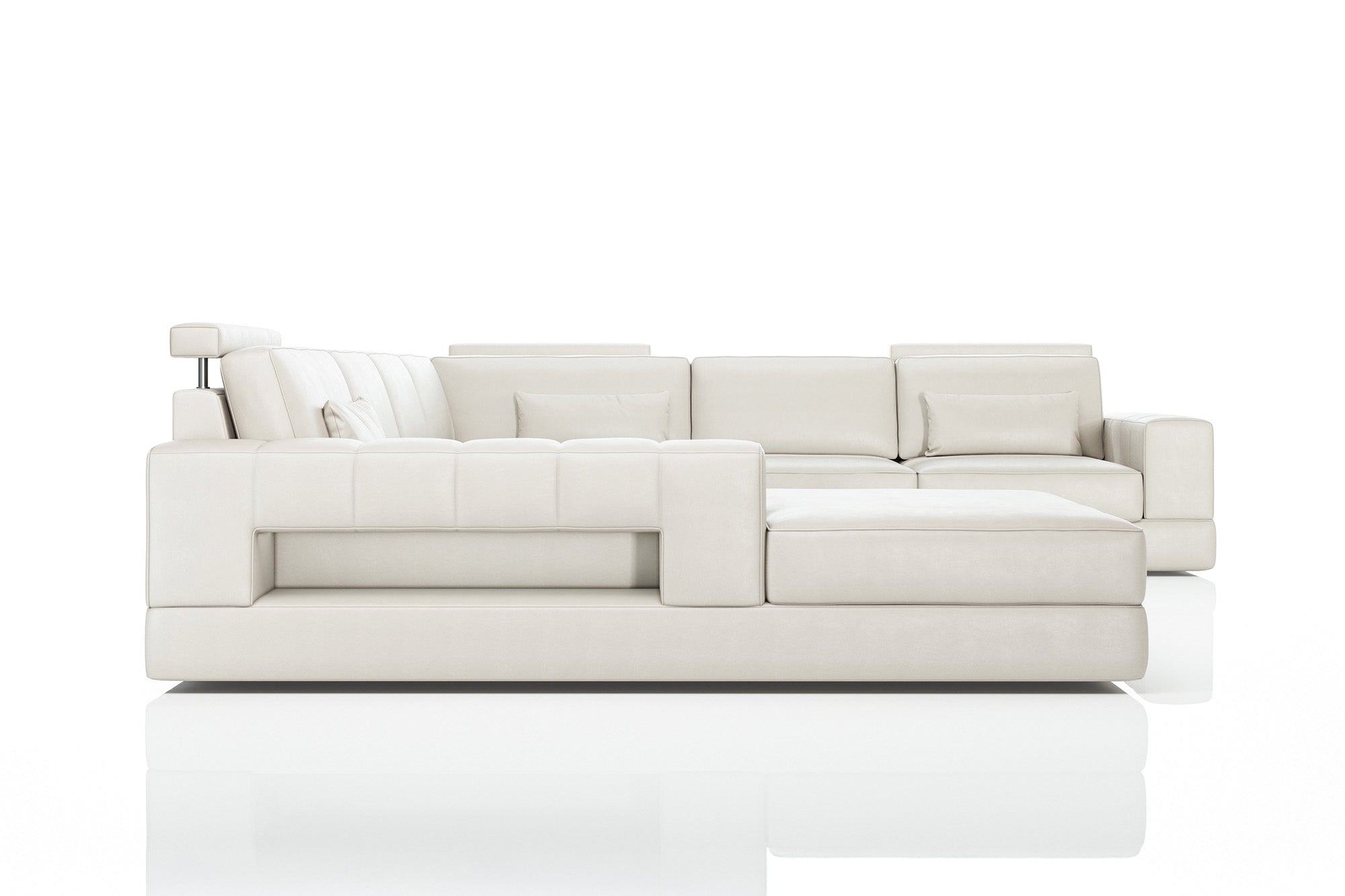 Phoenix Modern Leather U-Chaise Sectional