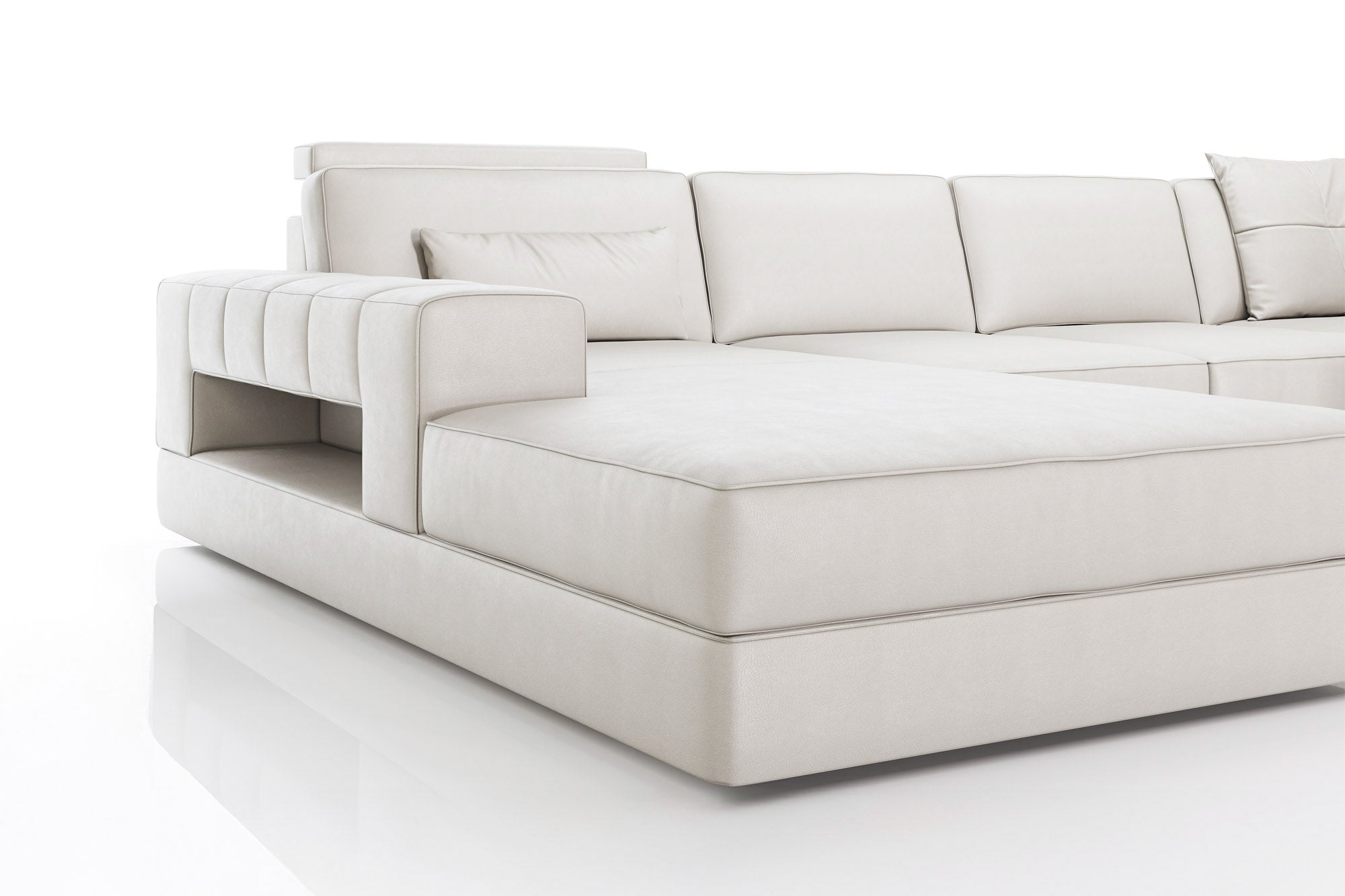 Phoenix LG Modern Leather U-Chaise Sectional Large