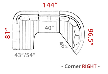 Las Vegas Curved Leather Sectional Sofa